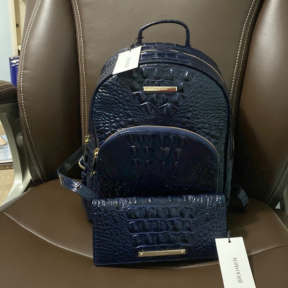 BRAHMIN MINI DARTMOUTH BACKPACK & ADY WALLET INK MELBOURNE